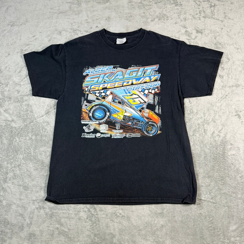 Skagit Speedway Mens L T-Shirt Alger WA Dirt Cup 2015 Black
